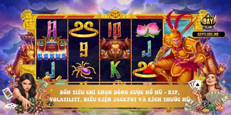 Bốn tiêu chí chọn dòng cược nổ hũ - RTP, volatility, điều kiện jackpot và kích thước hũ