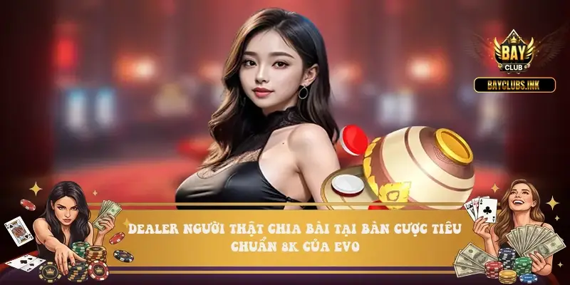 Dealer người thật chia bài tại bàn cược tiêu chuẩn 8K của EVO Dealer người thật chia bài tại bàn cược tiêu chuẩn 8K của EVO