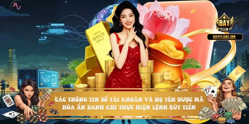 Các thông tin số tài khoản và họ tên được mã hóa ẩn danh khi thực hiện lệnh rút tiền